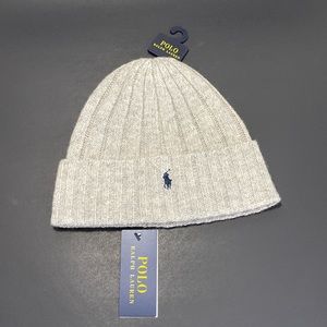 POLO RALPH LAUREN MEN'S SKULL CAP BEANIE LIGHT GRAY WOOL NYLON NWT